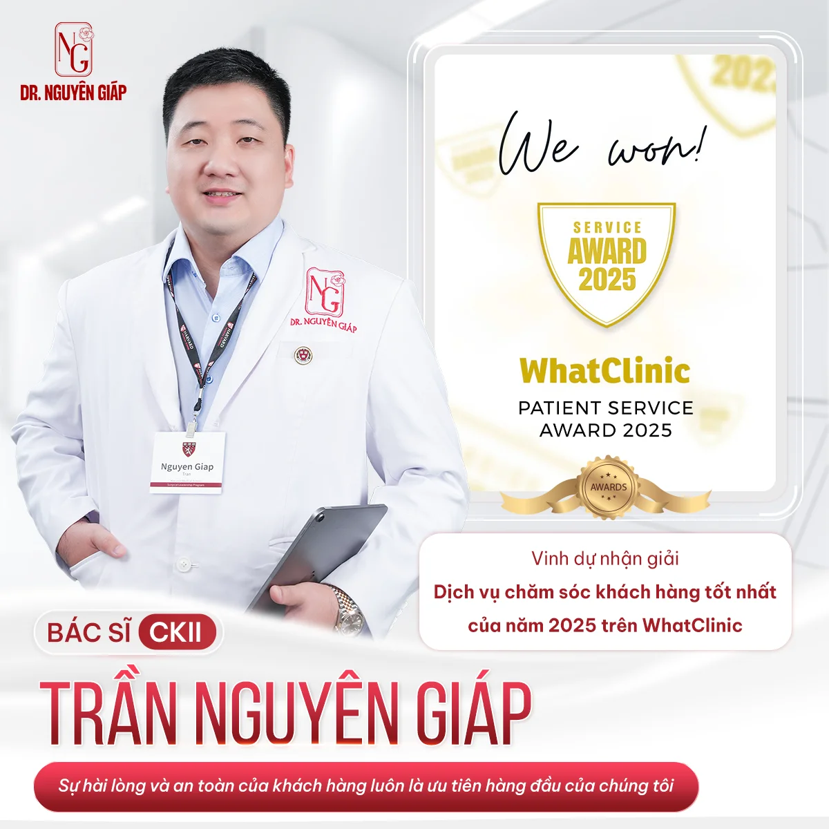 Dr Nguyen Giap with WhatClinic Award 2025 